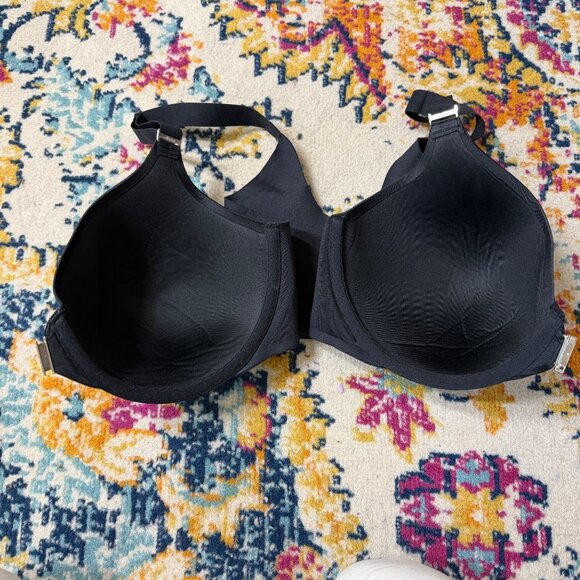 Soma Vanishing Back Full Coverage Front Close T Shirt Bra Womens Size 38C Black - Picture 5 of 8